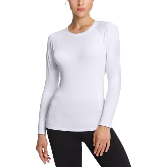 Women's Thermal Long Sleeve Compression Shirt - Crew Neck, Fleece Lined, Large - Picture 1 of 9